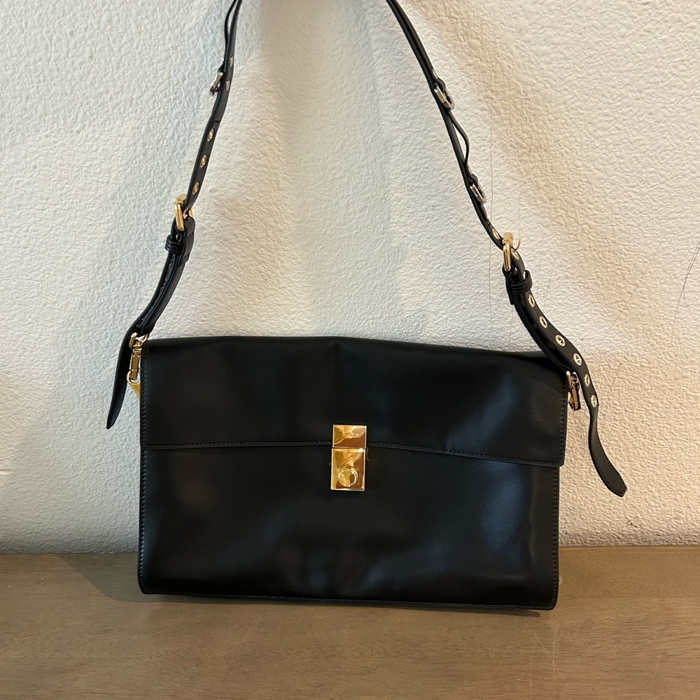 Black Leather Shoulder Bag